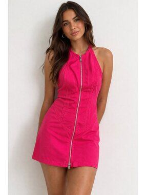 Alexander McQueen McQ Hot PInk Denim Mini Dress 44  S/M